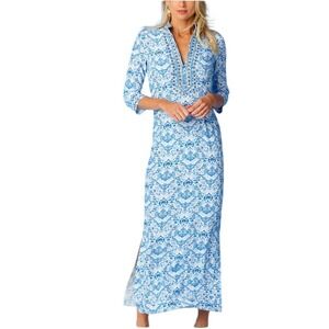 NICOBLU Shalimar long tunic Sapphire‎ jewel Embellishment Maxi Dress Size 2 NEW